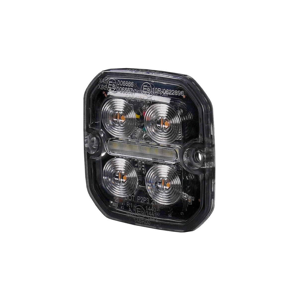 Luz de posición y advertencia LED Purelux Ultra Slim Square blanco / rojo 12V 24V 60 mm 8W