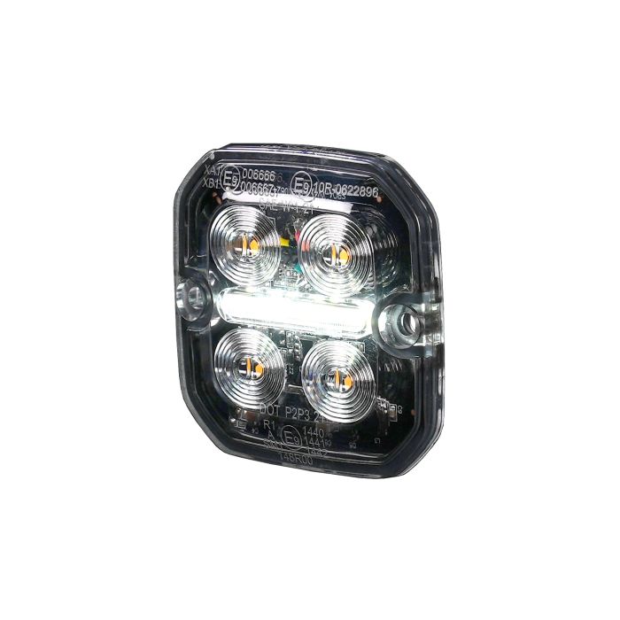 Purelux Ultra Slim Square White/Red Position Warning LED Beacon 12V 24V 60mm 8W