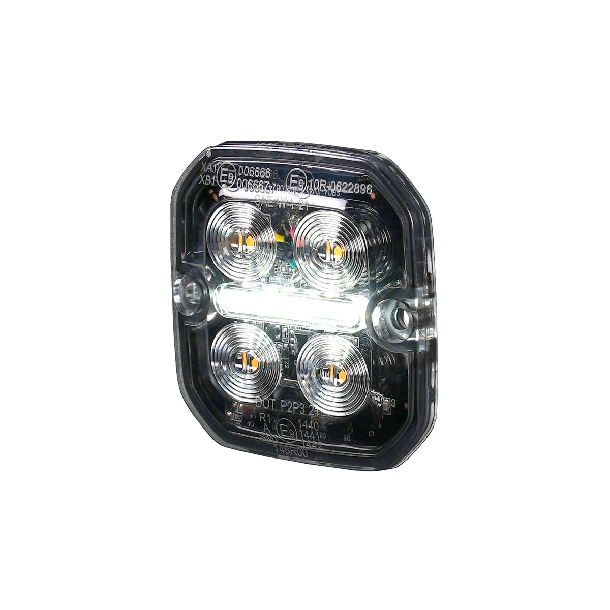 Luz de posición y advertencia LED Purelux Ultra Slim Square blanco / rojo 12V 24V 60 mm 8W