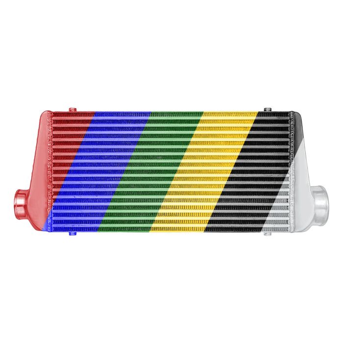 Intercooler de 600x300x100 mm. Diámetro de salida: 100 mm. Color: FMIC.EU