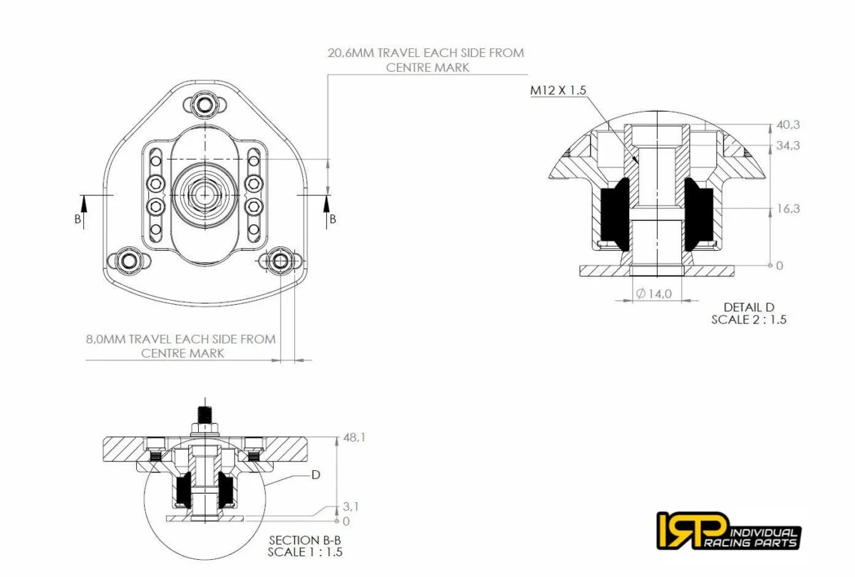Placas de caída y avance ajustables IRP para muelles originales con M12x1,5 para BMW E30 E34