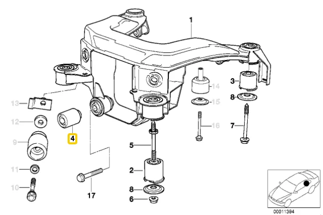 Silentblocks de aluminio para diferencial IRP para BMW E36 M3