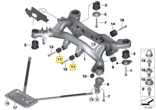 Silentblocks de aluminio para diferencial IRP para BMW E8X E9X no M