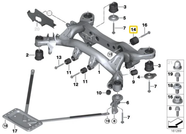 Silentblocks de poliuretano 90SH IRP para diferencial de BMW E8x E9x no M