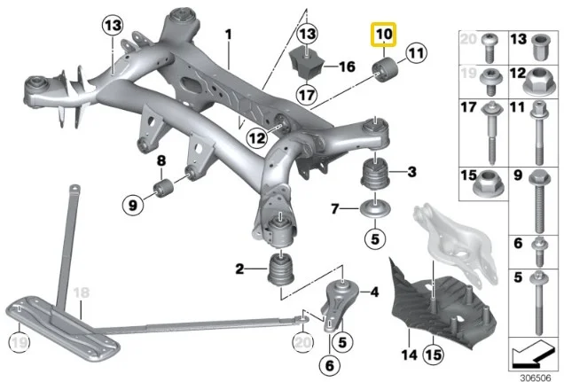 Silentblocks de aluminio para diferencial IRP para BMW F2X F3X no M
