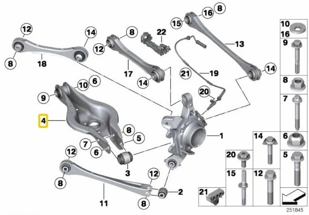 Brazos inferiores traseros de caída IRP de aluminio para BMW F2x F3x