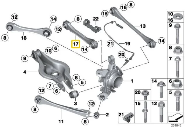 Brazos de camber traseros regulables IRP de aluminio con rodamientos Fluro Motorsport para BMW F2x F3x gris