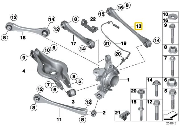Brazos de convergencia traseros regulables de aluminio IRP con rodamientos Fluro Motorsport para BMW F2x F3x