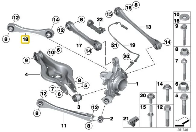 Brazos de camber superiores traseros regulables IRP de aluminio con rodamientos Motorsport para BMW F2x F3x