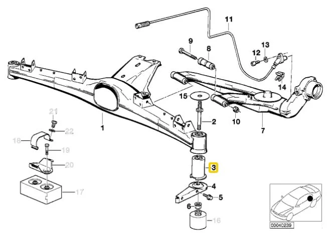 Silentblocks de poliuretano 90SH para subchasis trasero/puente IRP para BMW E36/5