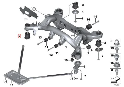 Silentblocks de aluminio del subchasis trasero IRP para BMW E8x E9x no M