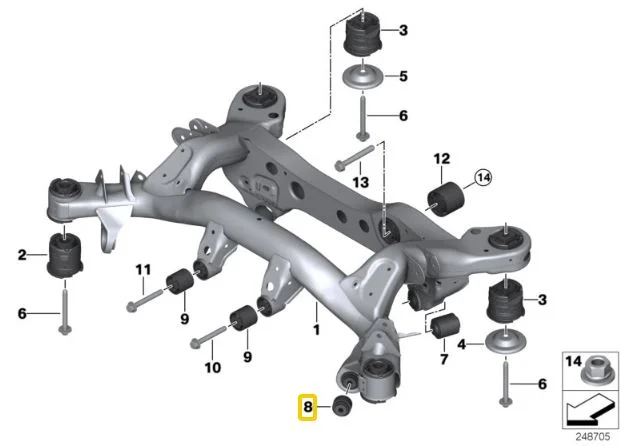 Silentblocks de aluminio del subchasis trasero con alojamiento IRP para BMW E8X E9X no M
