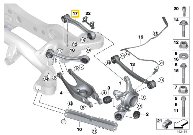 Brazos de caída traseros regulables IRP de acero con rótulas Motorsport para BMW E8x E9x dorado