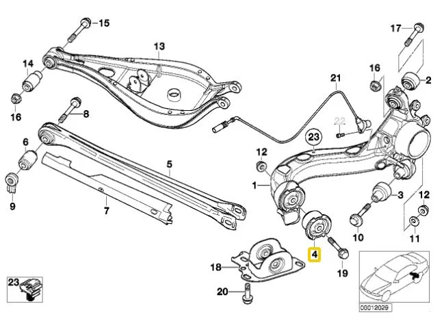 Silentblocks de poliuretano 90SH para brazo longitudinal trasero IRP para BMW E36 E46