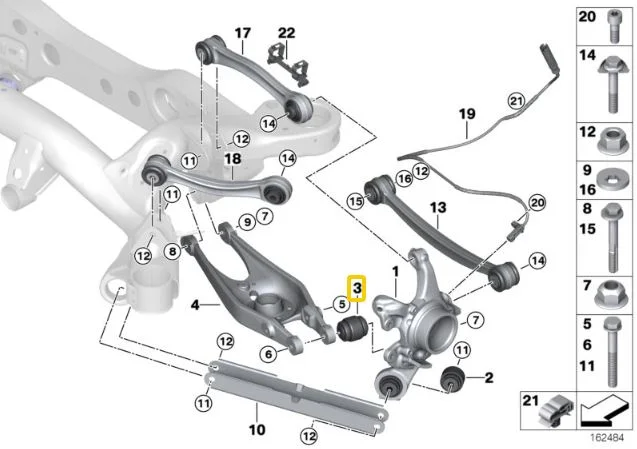 Silentblocks IRP del brazo inferior del portamasas trasero con carcasa de aluminio y rodamiento para BMW E8x E9x