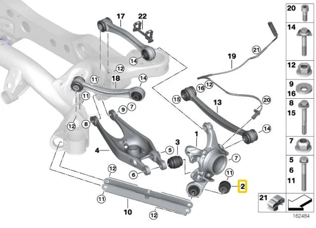 IRP Silentblocks de brazo trasero del portamasas, carcasa de aluminio con rodamiento, para BMW F3x F2x