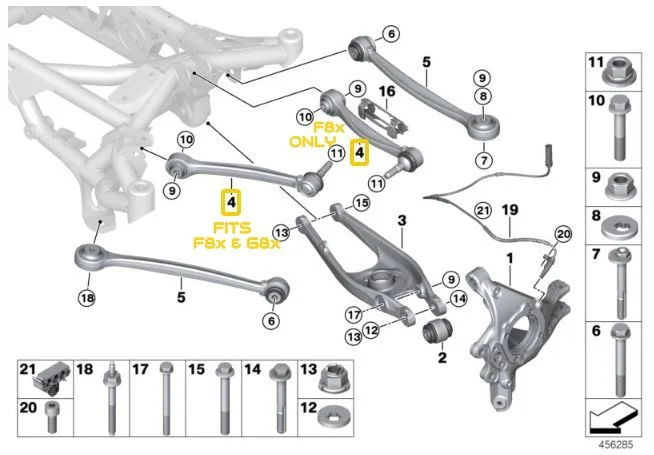 Brazos de camber superiores traseros regulables IRP con rodamientos Motorsport para BMW F87 F80 F82 F83 G87 G80 M30 G82 83
