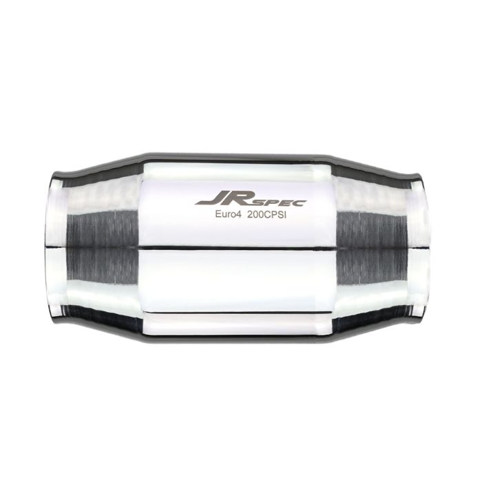 JRspec Euro 4 universal catalytic converter for 0.6 to 2.4 L engines, 76 mm inlet/outlet (102 mm).