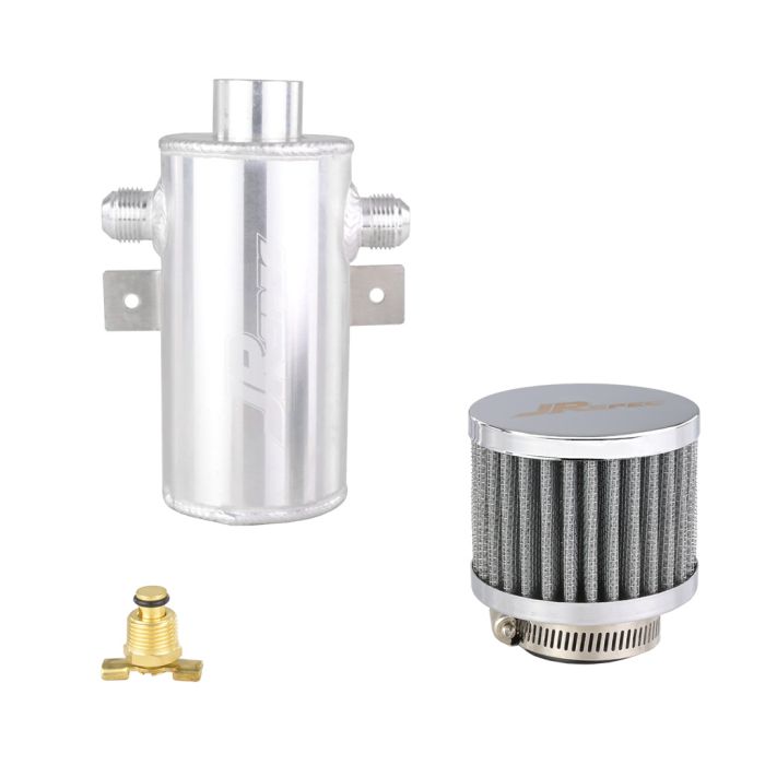 JRSPEC 0.75L OIL CATCH CAN WITH 2 AN10 SIDE FITTINGS AND FILTER