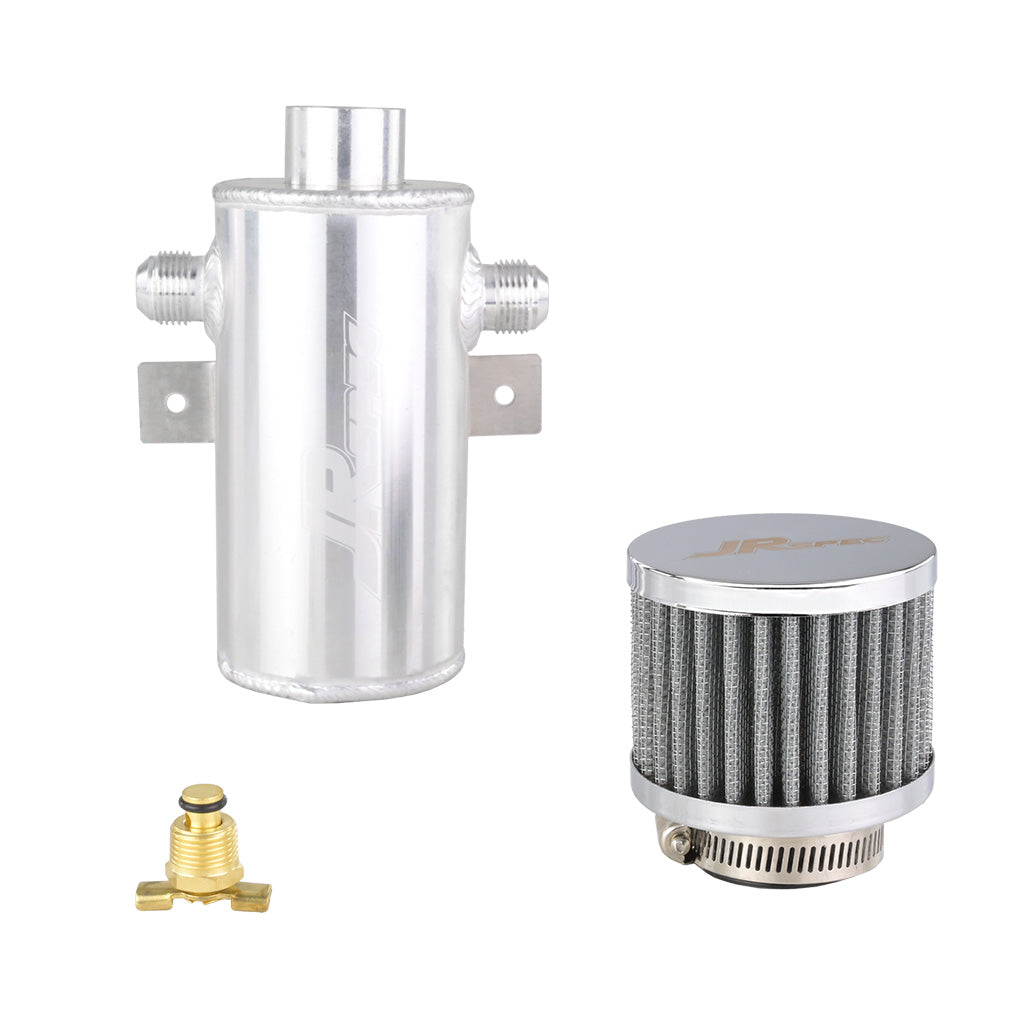 OIL CATCH TANK JRSPEC 0,75 L CON 2 RACORES LATERALES AN10 Y FILTRO