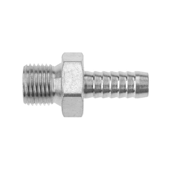 Adaptador de manguera con conexión rápida M16x1.5 a 10 mm, color plata.