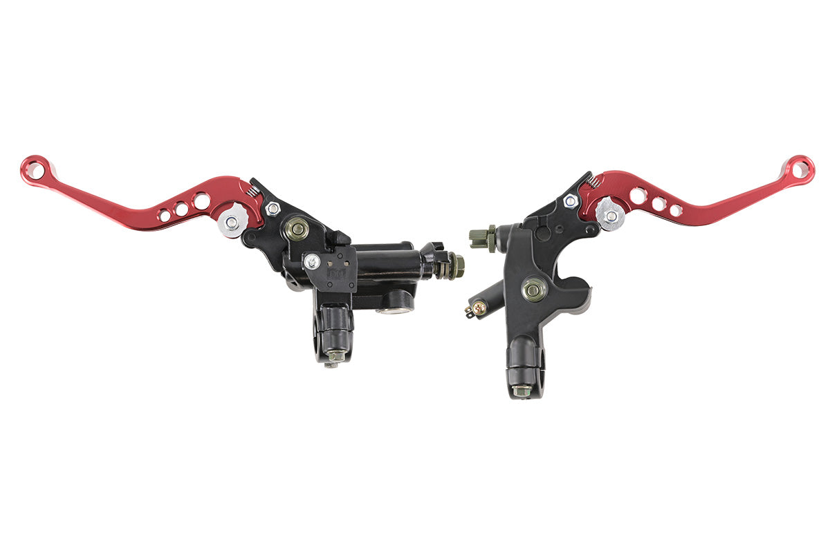 Maneta universal de freno y embrague para moto y quad rojo