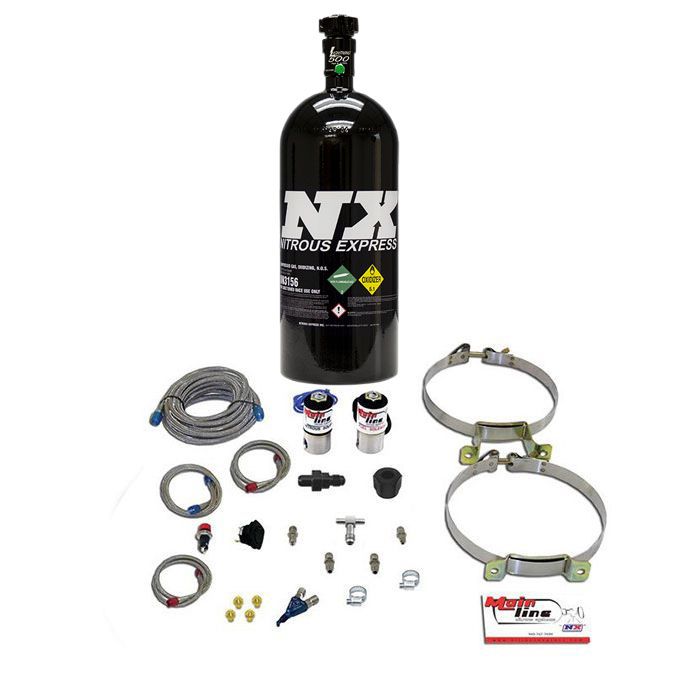 Sistema de inyección electrónica de nitrógeno de una sola boquilla Mainline EFI con botella negra de 10 lb Nitrous Express NX-ML2000B
