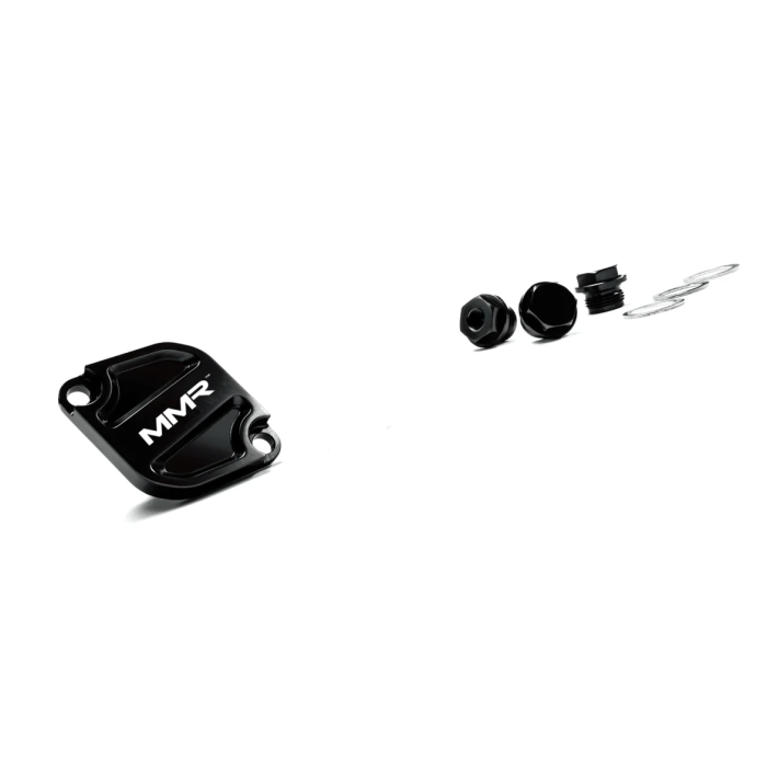 MMR oil thermostat housing embellishment kit in black with 1/8NPT oil adapter for BMW N55 N54 S55 2007-2019