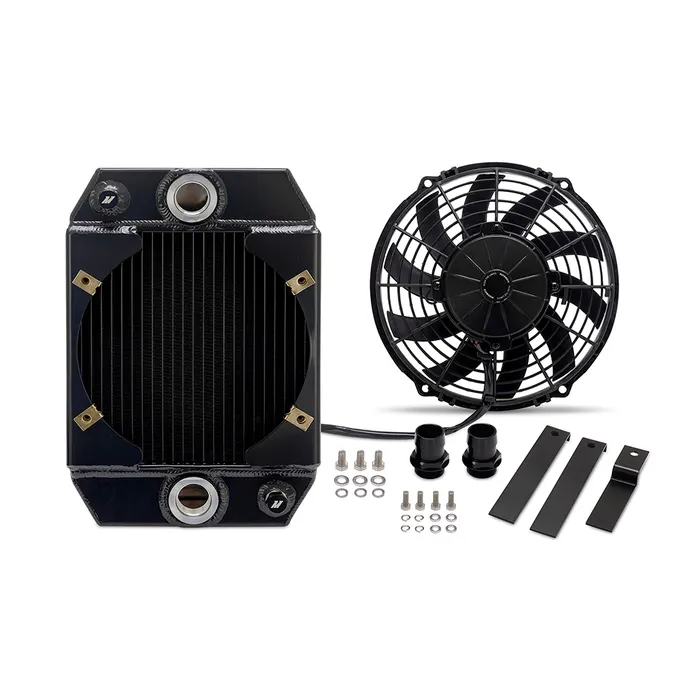 Radiador de aluminio de alto rendimiento para carreras de aceleración Mishimoto MMRAD-UNI-DRG Universal de 9 pulgadas, color negro.