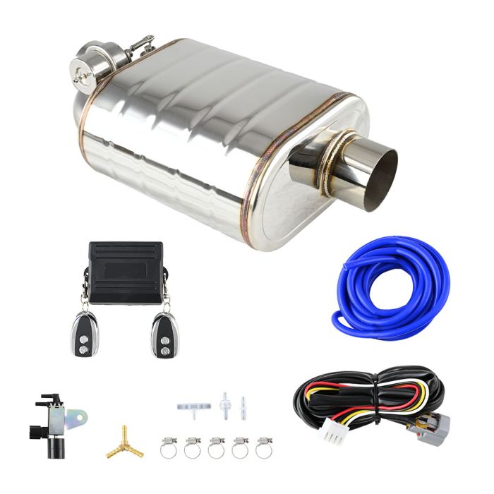 JRspec Active Exhaust Silencer with 76mm (3") Vacuum Actuated Throttle Remote Control Left