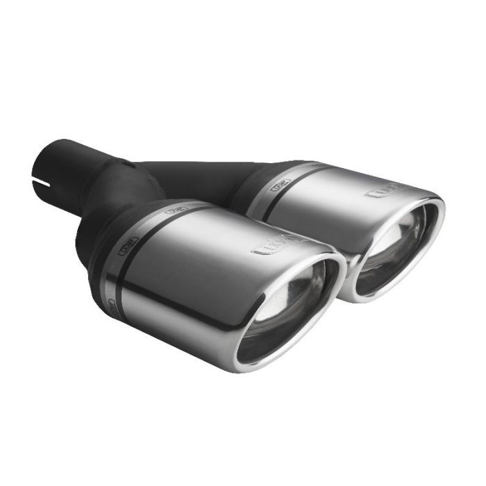 Universal Oval Exhaust Tip 120 x 80mm Length, 250mm Mounting Diameter, 55mm.