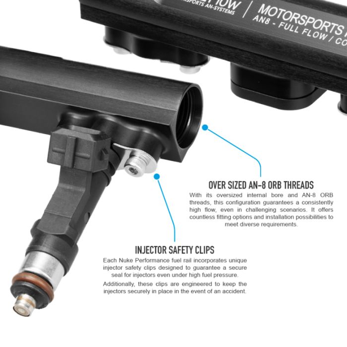 Nuke Performance Fuel Rail without brackets for BMW 4 cylinder M10 S14