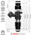 Inyector Bosch Nuke Performance 980cc 65mm EV14L, 4 unidades, flujo calibrado.
