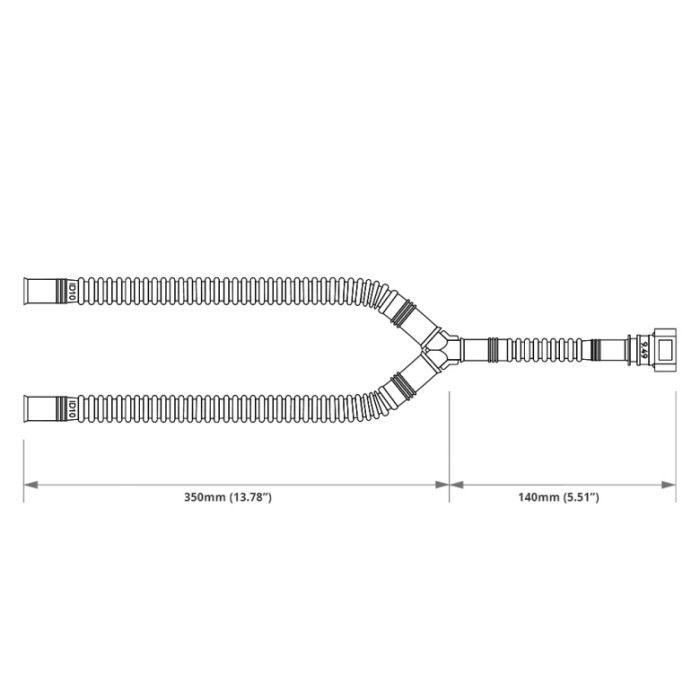 Nuke Performance pre-assembled fuel tank hose with 350mm SAE quick connector, SAE 9.49, 180" to ID10 Y-split.