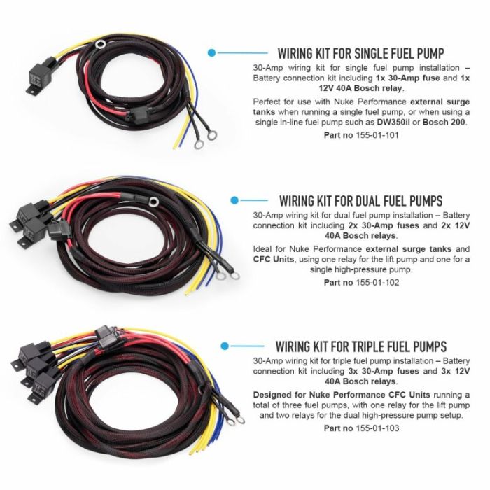 Nuke Performance Dual Fuel Pump Wiring Kit with 30A Battery Connection
