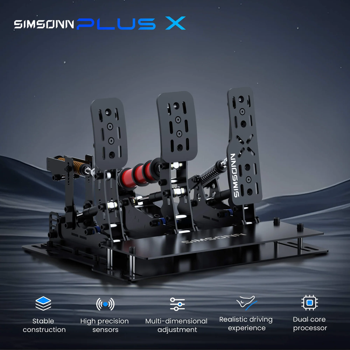 Pedalbox Pedal Plus X SIMSONN para simulador Simracing - Negro