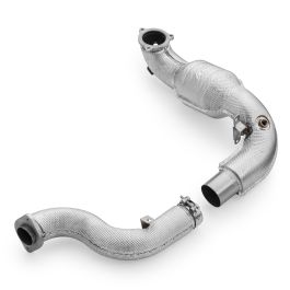 Downpipe with heat shield and catalytic converters for Mercedes-AMG A35 GPF W177 4MATIC OBD without GPF OFF 200 cpsi