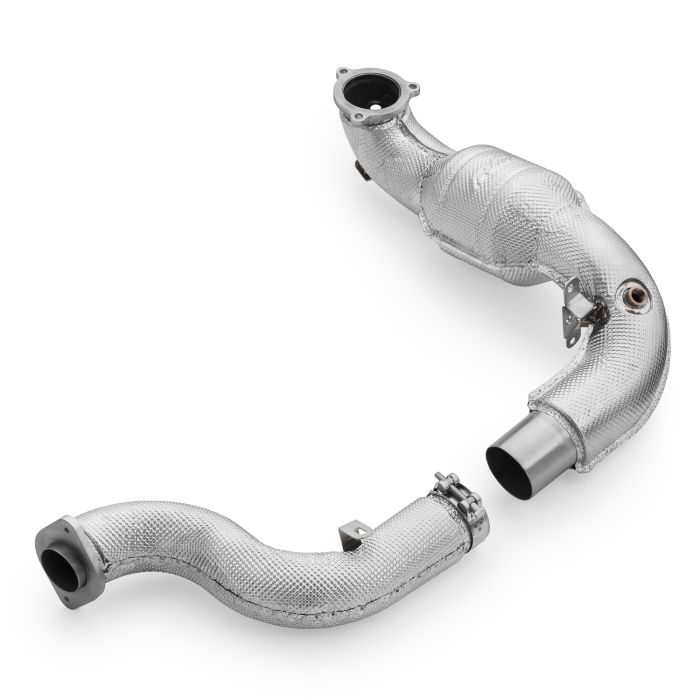 Downpipe with heat shield and catalytic converters for Mercedes-AMG A35 GPF W177 4MATIC EURO 6 without GPF OFF 200 cpsi