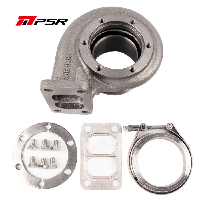 Carcasa de turbo Pulsar PSR con rodamiento de bolas de precisión PTE T4 abierto 0.63 A/R de acero inoxidable para 6266 / 6466 / 6766