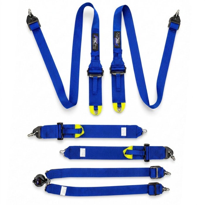 Arnés de competición para HANS FMIC.Pro FIA 2031 8853-2016 de 6 puntos (2+3)" x 3" azul