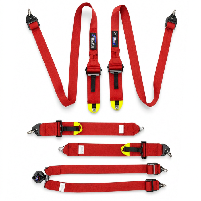 Arnés de competición para HANS FMIC.Pro FIA 2031 8853-2016 de 6 puntos (2+3)" x 3" rojo