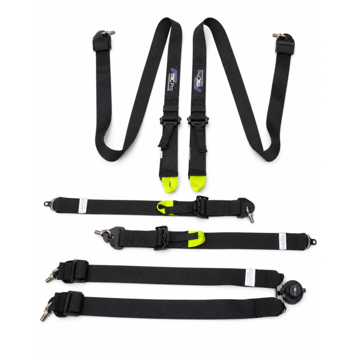 FMIC.Pro FIA 2031 8853-2016 6-Point Competition Harness, 5 x 5 cm, Black
