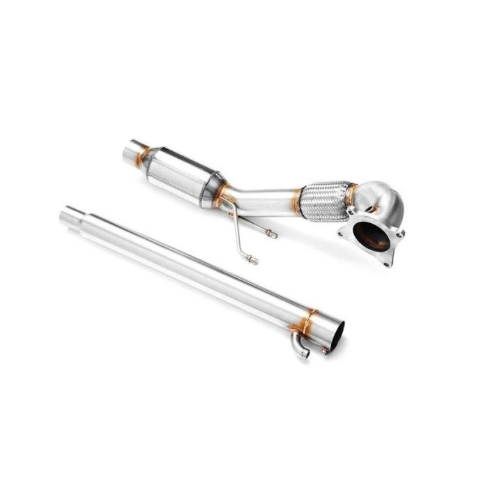 Downpipe RM Motors for Audi A3 S3 8P TT 8J Seat Leon Cupra R Volkswagen Golf VI R 1.8 2.0 TSI TFSI with Euro 3 100 CPSI catalytic converter