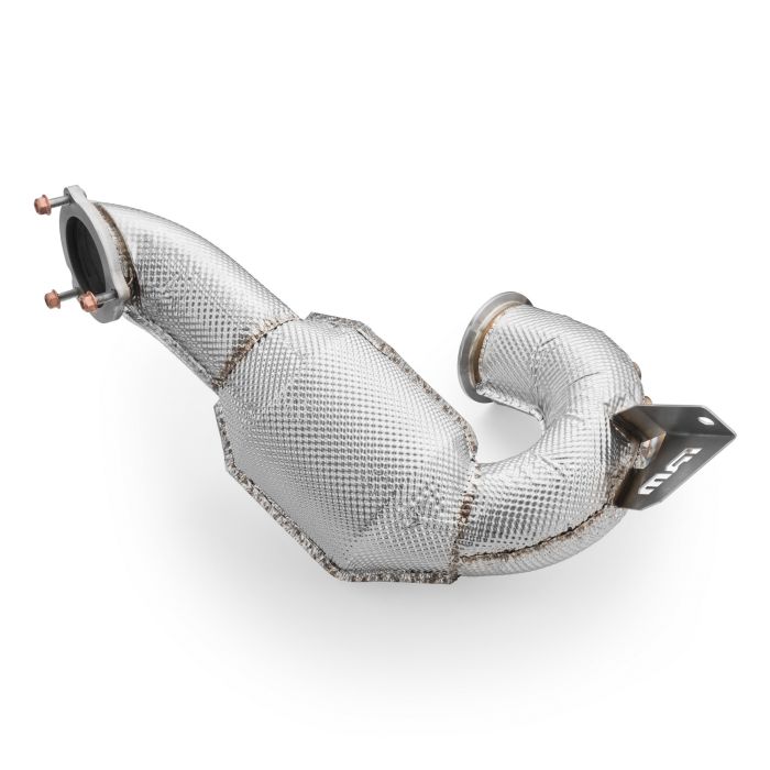 Downpipe for Audi A4 S4 / Avant Quattro / Avant 3.0 TDI without catalytic converter, with muffler and heat shield.