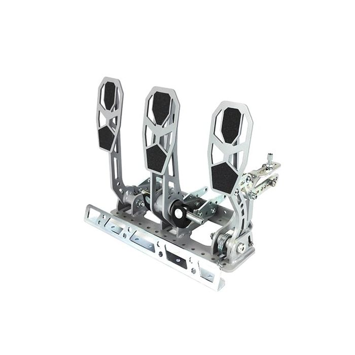 Pedalbox para coche con soporte transversal en el suelo y reposapiés RacingPedalBoxes
