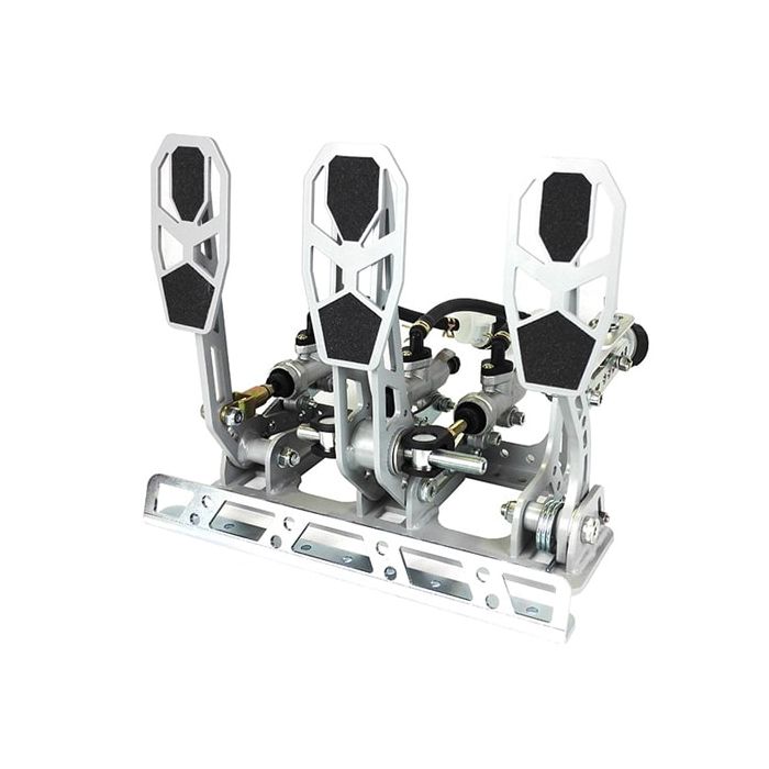 Pedalbox para coche con soporte transversal en el suelo y reposapiés RacingPedalBoxes