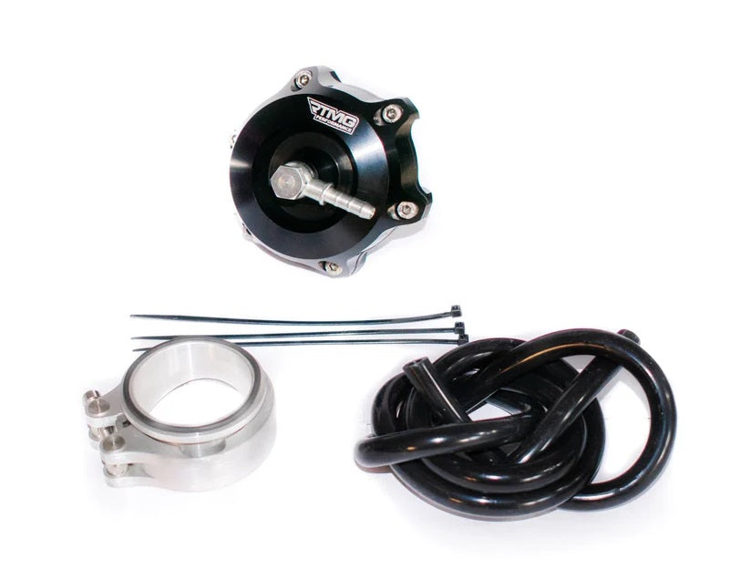 Kit de blow off RTMG Performance de 50 mm con rodamiento de bolas y V-Band, acero inoxidable negro