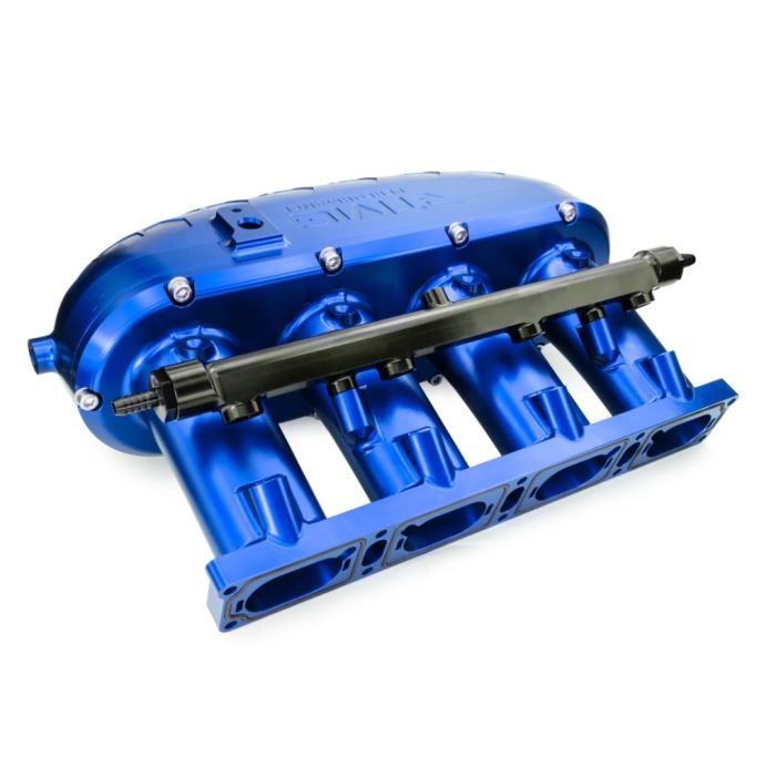 Colector de admisión de aluminio mecanizado V2 sin kit de eliminación de mariposa con riel de combustible RTMG Performance para 1.8 2.0 TSI TFSI EA888 Gen 3 Azul