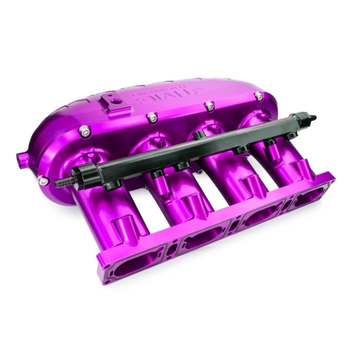 Colector de admisión de aluminio mecanizado V2 sin kit de eliminación de mariposa con riel de combustible RTMG Performance para 1.8 2.0 TSI TFSI EA888 Gen 3 Purple