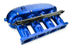 Colector de admisión V2 de aluminio billet RTMG Performance con kit delete y rampa de inyectores para 2.0 TSI TFSI EA888 Gen 4 azul